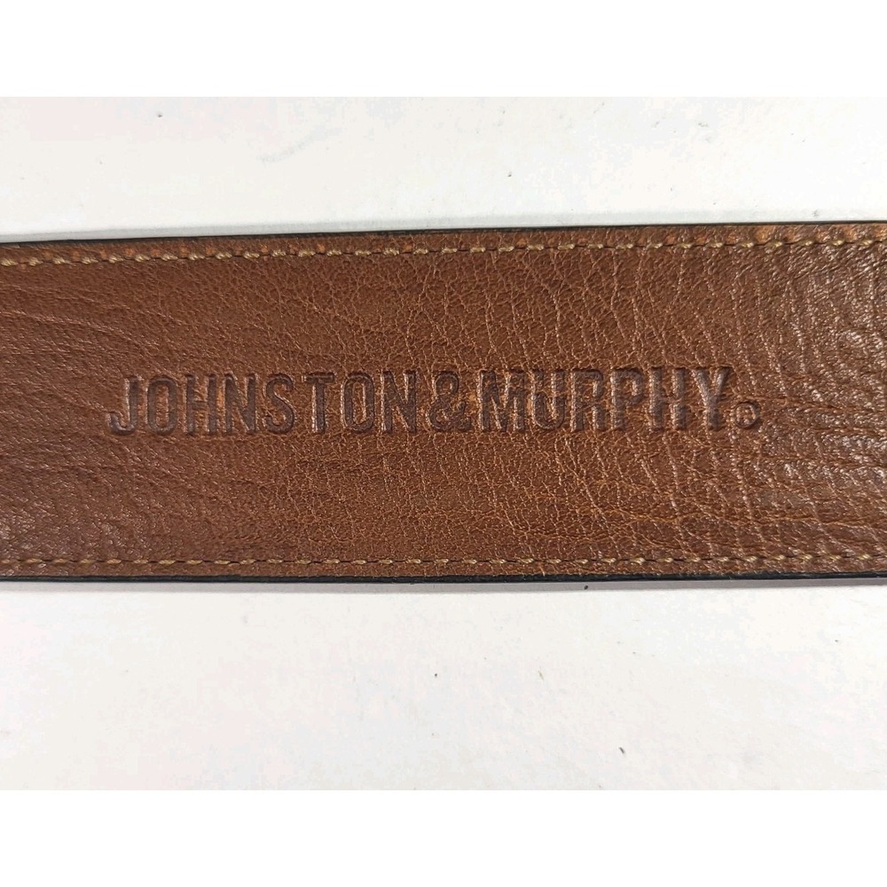 Johnston & Murphy Men's Black Leather Dress Belt Size 36/1.5" Silver Buckle - Picture 4 of 8